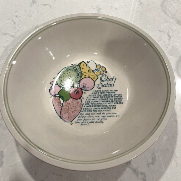 Vintage Hand Crafted Sunnycraft BIG Chef Salad bowl w Recipe Sunstone Collection - Picture 2 of 4